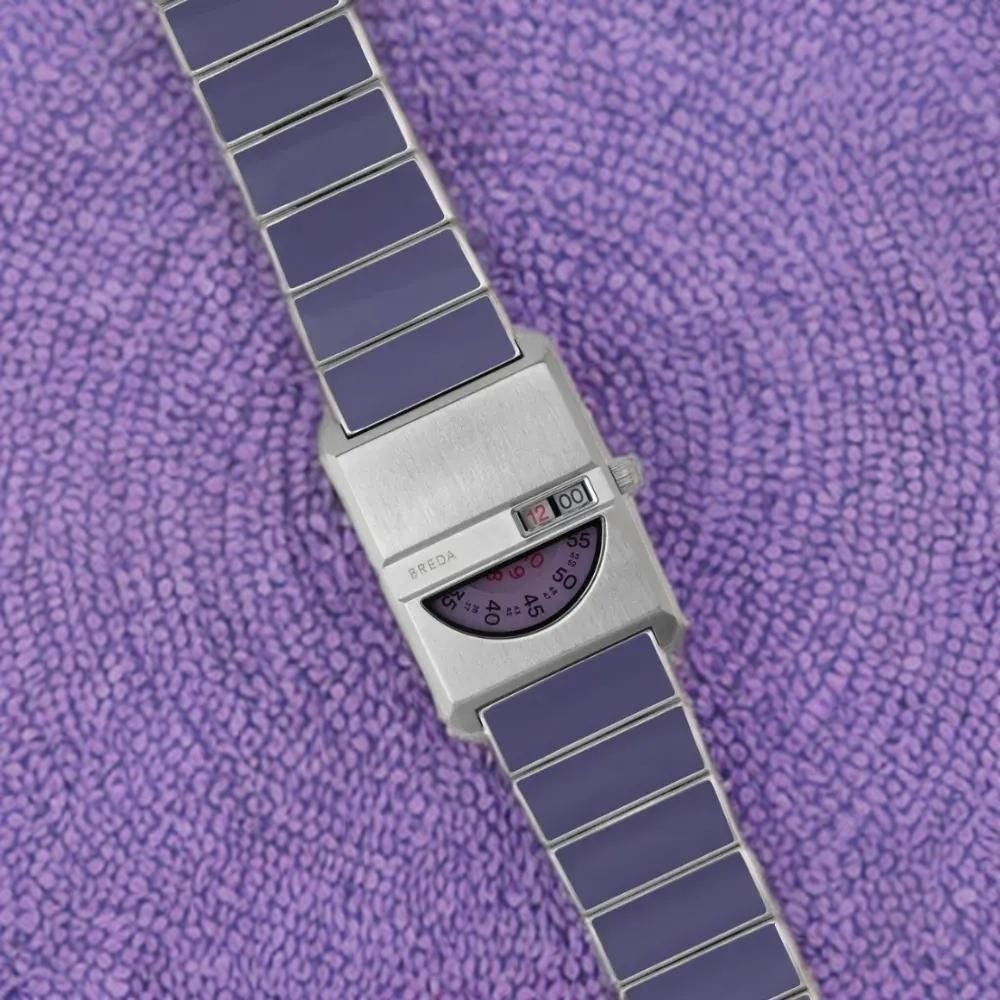 BREDA Pulse Tandem 1747C Stainless Steel Bracelet Watch, 26mm in Purple NIB $250